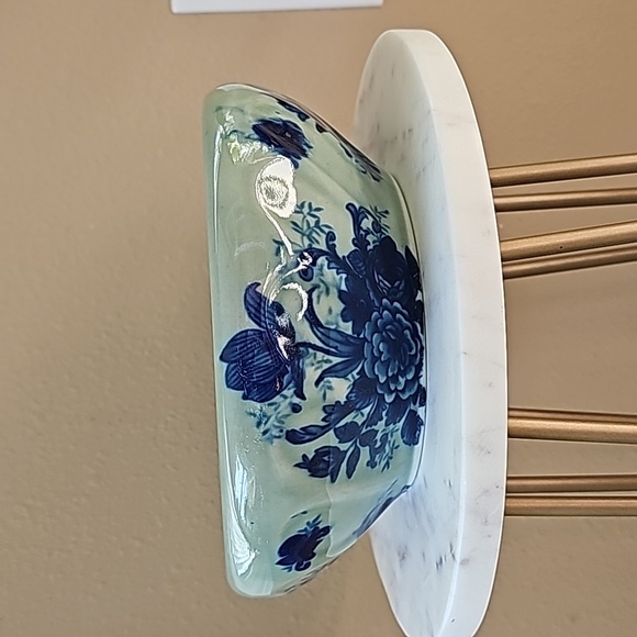 AAA Imports Ceramic Green Blue Floral Chinoiserie Style Planter Pot - Picture 3 of 12